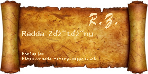 Radda Zétény névjegykártya